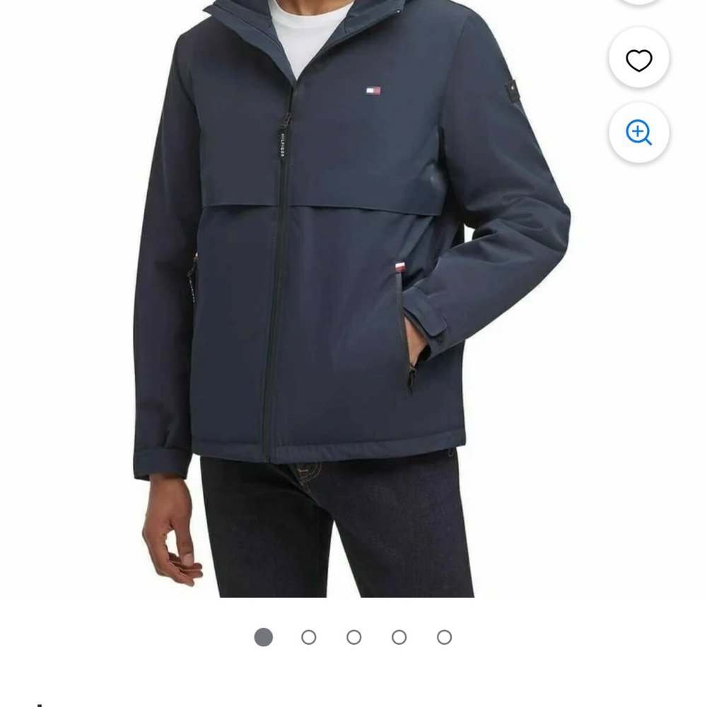 ￼ Tommy Hilfiger navy blue mid-weight hooded jacket